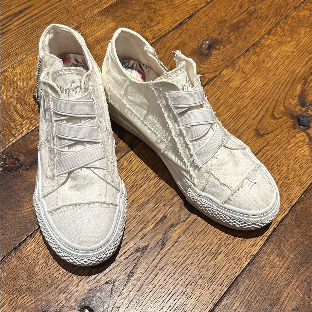 Women's White Distressed Sneakers